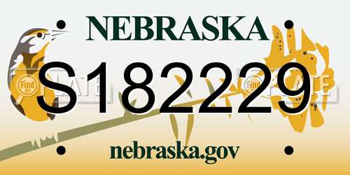 S182229 Nebraska License Plate
