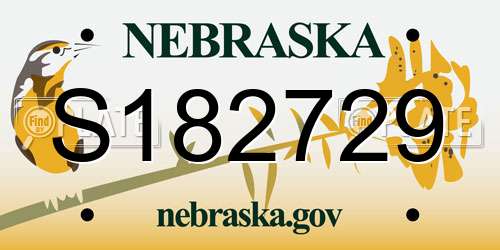 S182729 Nebraska License Plate