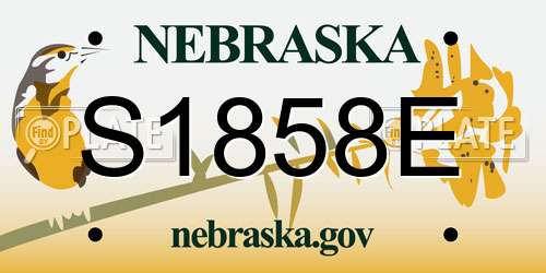 S1858E Nebraska License Plate