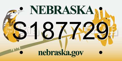 S187729 Nebraska License Plate