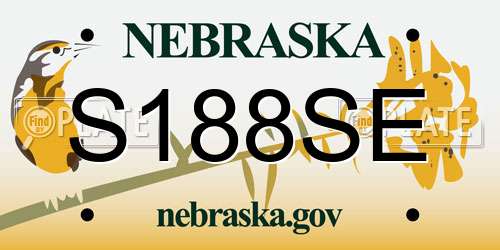 S188SE Nebraska License Plate