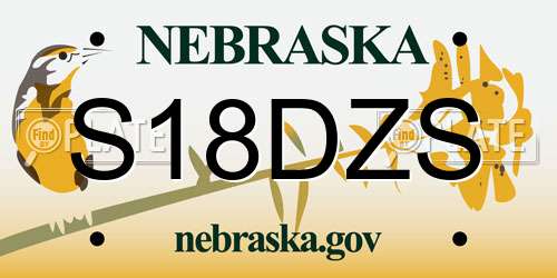 S18DZS Nebraska License Plate