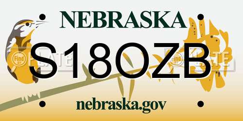 S18OZB Nebraska License Plate