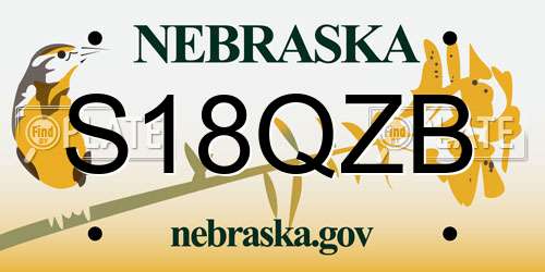 S18QZB Nebraska License Plate