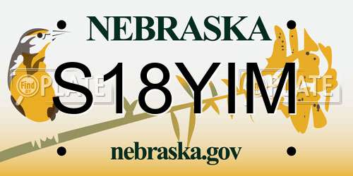 S18YIM Nebraska License Plate