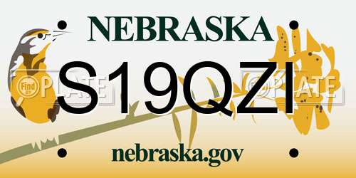 S19QZI Nebraska License Plate