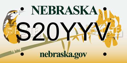 S20YYV Nebraska License Plate