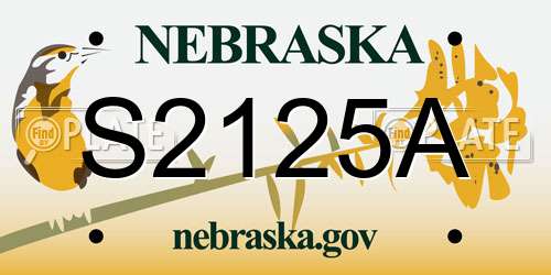 S2125A Nebraska License Plate