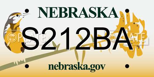 S212BA Nebraska License Plate