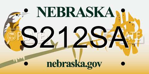 S212SA Nebraska License Plate