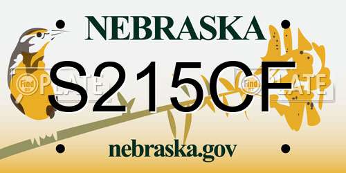 S215CF Nebraska License Plate