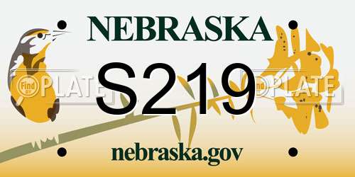 S219 Nebraska License Plate