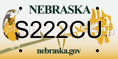 S222CU Nebraska License Plate