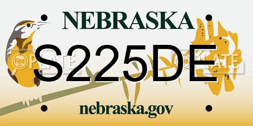 S225DE Nebraska License Plate