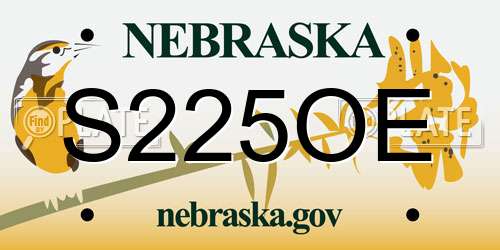 S225OE Nebraska License Plate