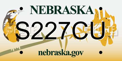 S227CU Nebraska License Plate