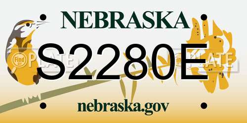 S2280E Nebraska License Plate
