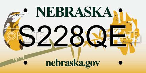 S228QE Nebraska License Plate