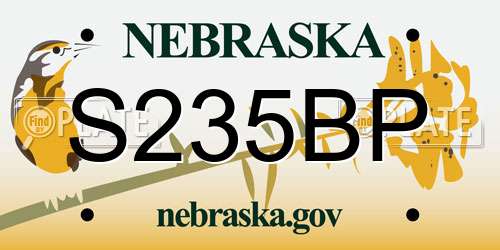 S235BP Nebraska License Plate