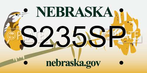 S235SP Nebraska License Plate