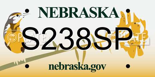 S238SP Nebraska License Plate