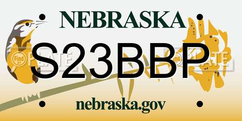 S23BBP Nebraska License Plate