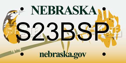 S23BSP Nebraska License Plate