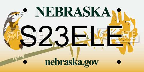 S23ELE Nebraska License Plate