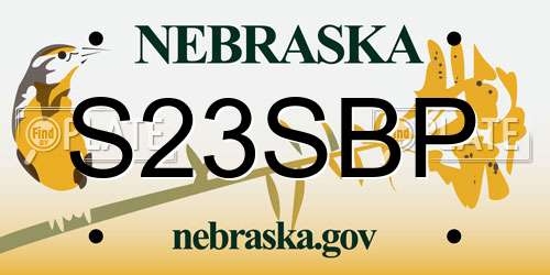 S23SBP Nebraska License Plate