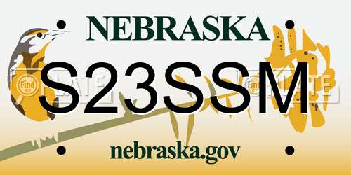 S23SSM Nebraska License Plate