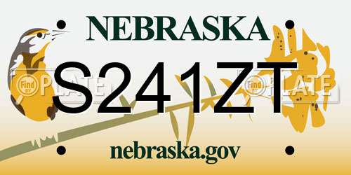 S241ZT Nebraska License Plate