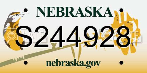 S244928 Nebraska License Plate