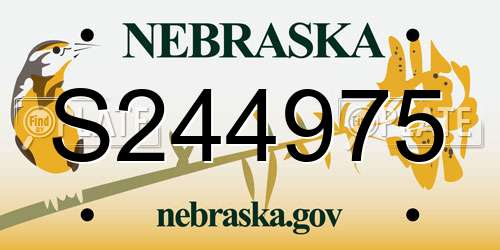 S244975 Nebraska License Plate