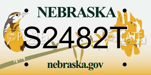 S2482T Nebraska License Plate