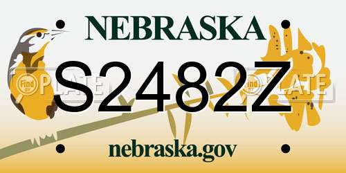 S2482Z Nebraska License Plate