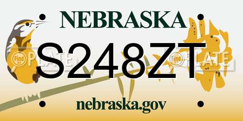 S248ZT Nebraska License Plate