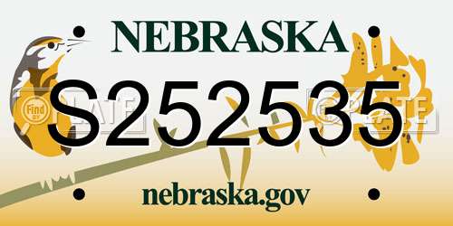 S252535 Nebraska License Plate