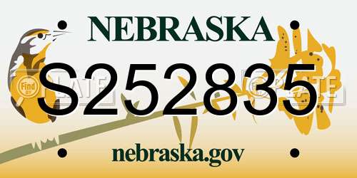 S252835 Nebraska License Plate