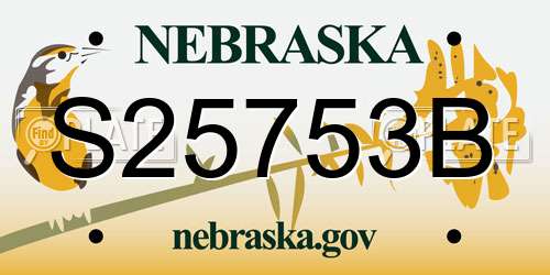 S25753B Nebraska License Plate