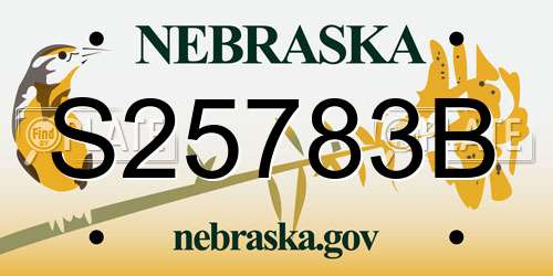 S25783B Nebraska License Plate