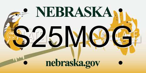 S25MOG Nebraska License Plate