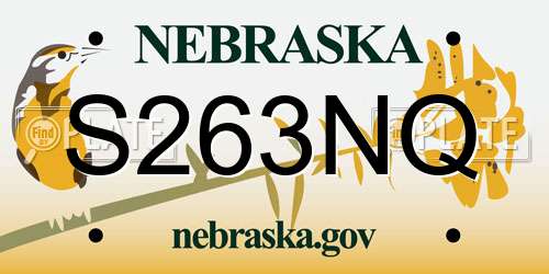 S263NQ Nebraska License Plate