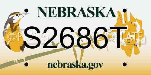 S2686T Nebraska License Plate
