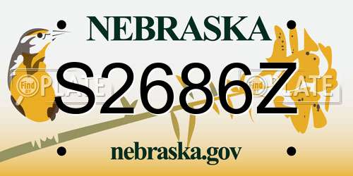S2686Z Nebraska License Plate