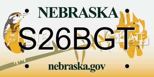 S26BGT Nebraska License Plate