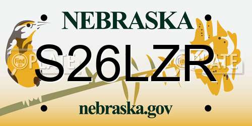 S26LZR Nebraska License Plate