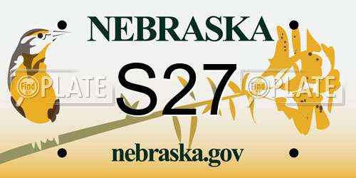 S27 Nebraska License Plate