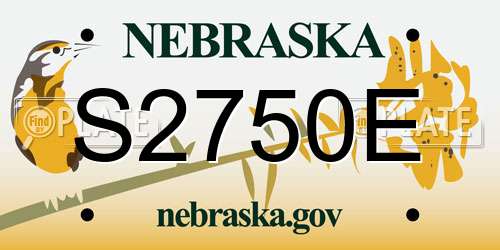 S2750E Nebraska License Plate