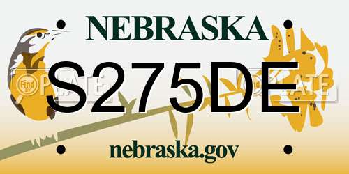 S275DE Nebraska License Plate