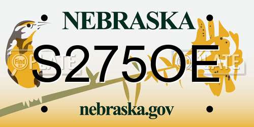 S275OE Nebraska License Plate